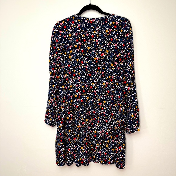 LOFT Women's Heart Drop Waist Midi Swing Dress V Neck Button Small - Picture 5 of 6